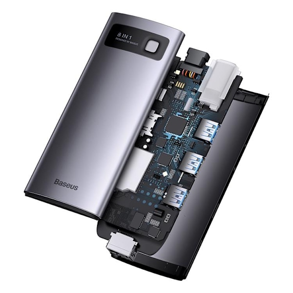 Baseus StarJoy HUB 8-Port USB-C - 3x USB-A - Grå