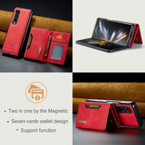 DG.MING Galaxy Z Fold 3 Lompakkokotelo M2 Magneettinen jalusta - R