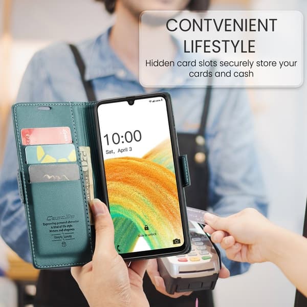 CASEME Plånboksfodral Konstläder för Samsung Galaxy A33 5G - Grön