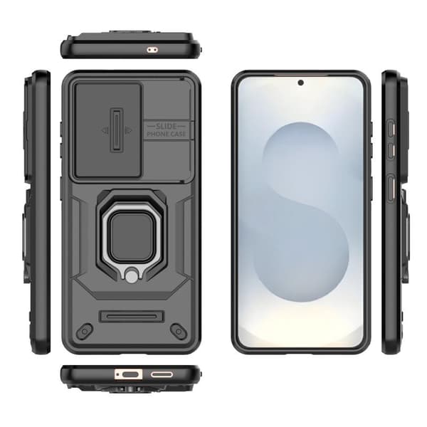 WANLONFENG Mobilskal för Samsung Galaxy S26 Plus Kickstand PC + TPU - Svart