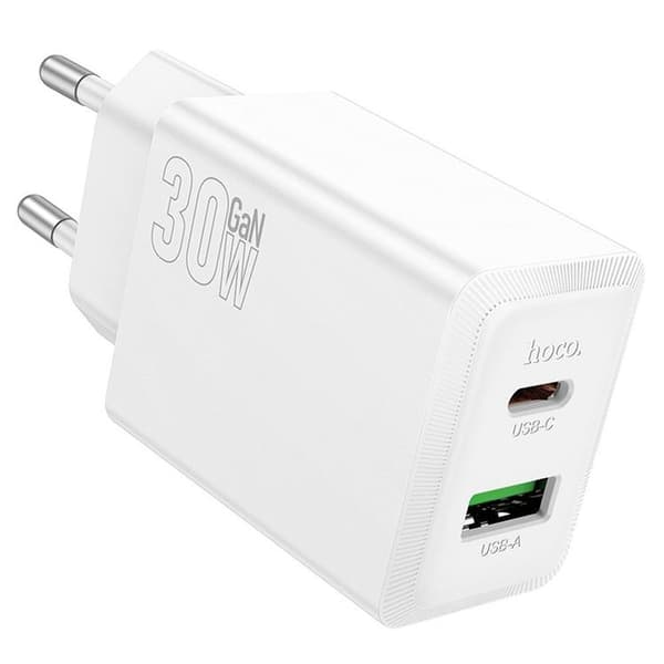 Hoco Snabbladdare PD 30W USB-A USB-C QC3.0 AFC 3A N71 - Vit Vit