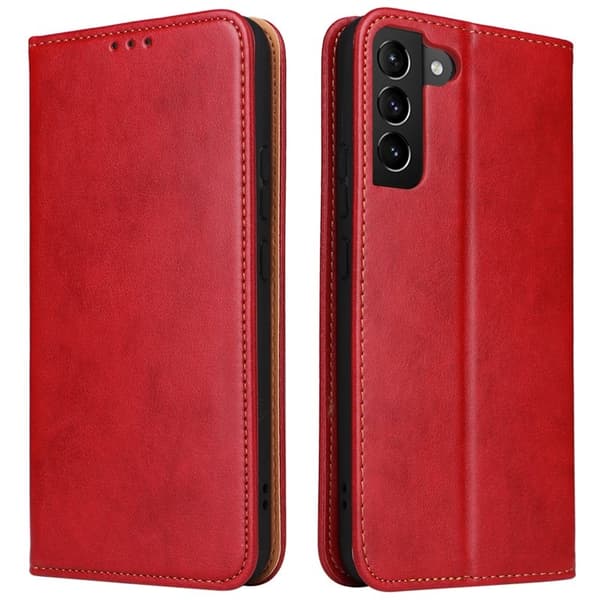 FIERRE SHANN Samsung Galaxy S22 5G Plånboksfodral Konstläder - Röd
