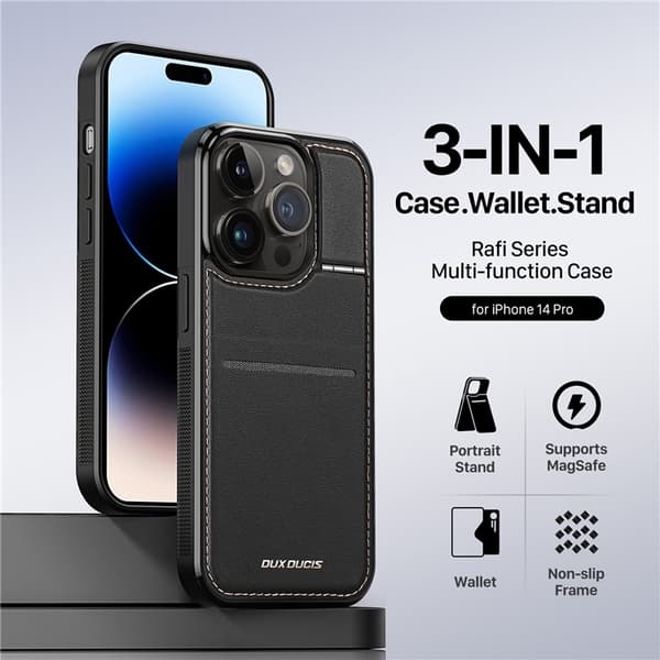 Dux Ducis iPhone 14 Pro Max Mobilskal Magsafe Kortholder Rafi Black