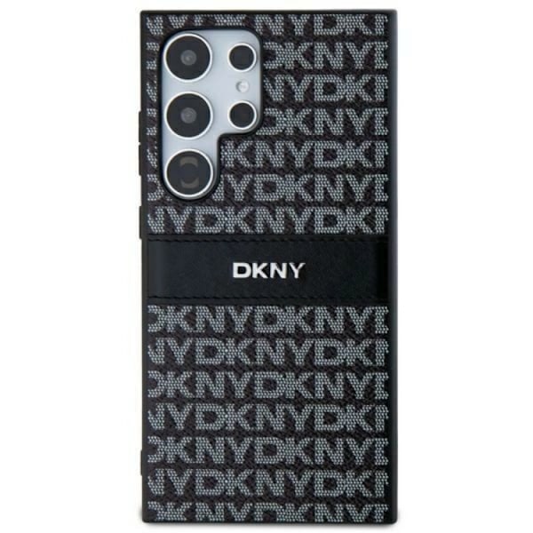 DKNY Galaxy S24 Ultra Mobilskal Läder Mono Stripe & Metal Logo Svart