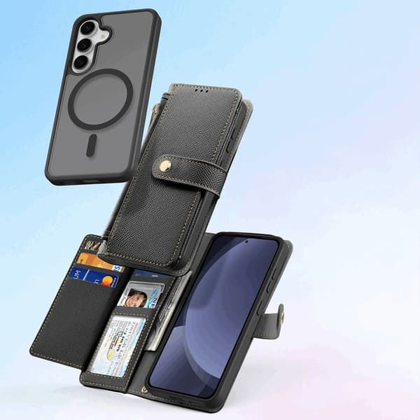 Dux Ducis Lawa Galaxy S25 Plus Pung Taske MagSafe Ægte Læder Black
