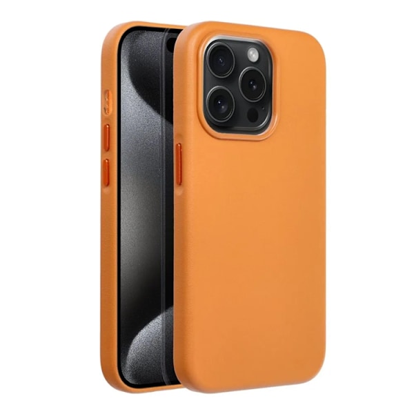 iPhone 15 Pro Max Mobilskal Magsafe Läder - Orange