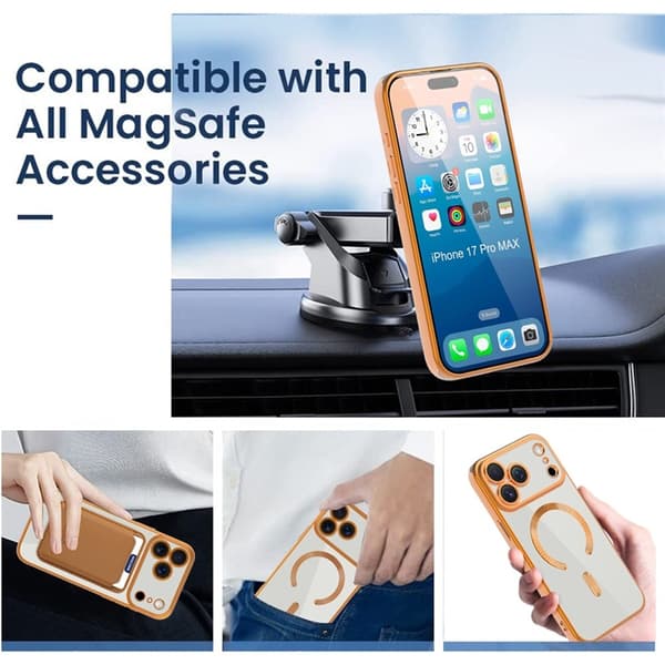 Mobilskal till iPhone 17 Pro MagSafe Korthållare TPU + PC - Orange Orange