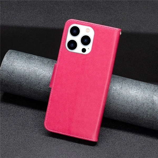 iPhone 14 Pro Plånboksfodral Imprinted Butterfly - Magenta