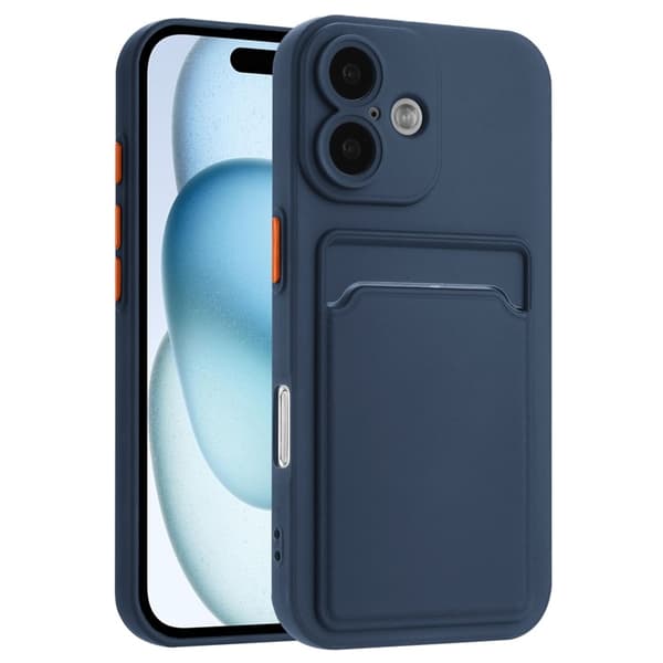 Mobilskal till iPhone 16 Korthållare TPU - Blå Blå