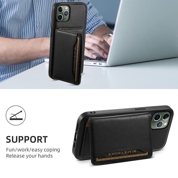 DENIOR Mobilskal till iPhone 11 Pro PU Läder + PC + TPU - Svart