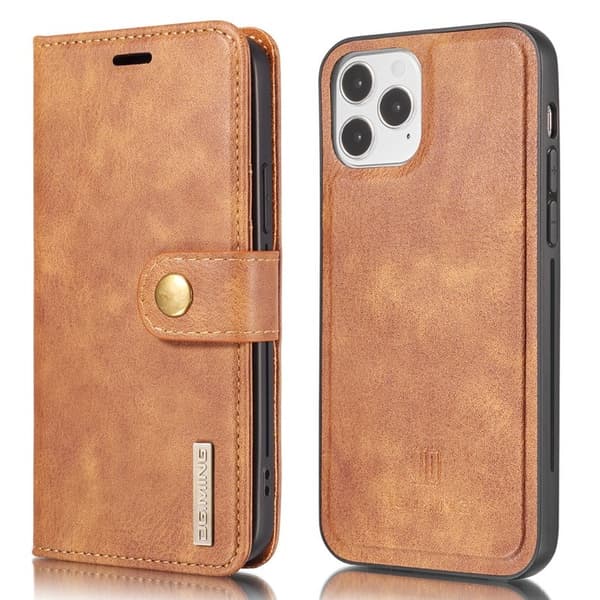 DG.MING iPhone 13 Plånboksfodral Full Protection Äkta läder 2-i-1 Brun