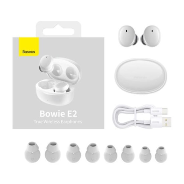 Baseus Bowie E2 TWS Bluetooth Trådlösa Hörlurar - Vit Vit