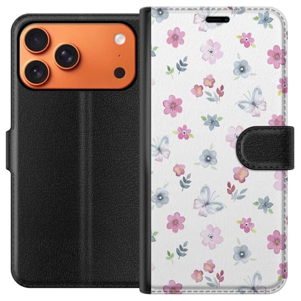 Plånboksfodral till Apple Apple iPhone 17 Pro Max med Blommor och fjärillar