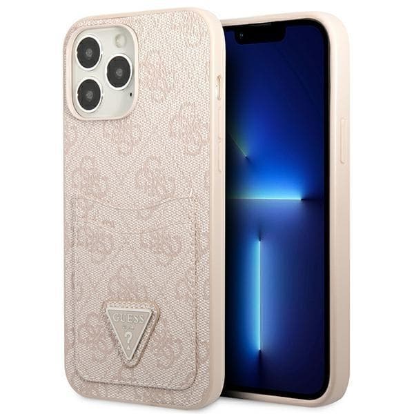 Guess iPhone 13 Pro Skal Kortholder 4G Triangle Logo - Rosa Rosa