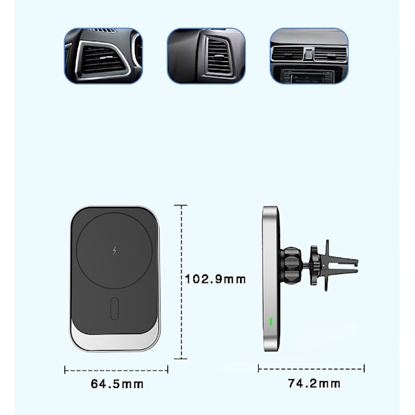 CW19 Magnetisk Magsafe Bilhållare Luftventil - Svart Svart