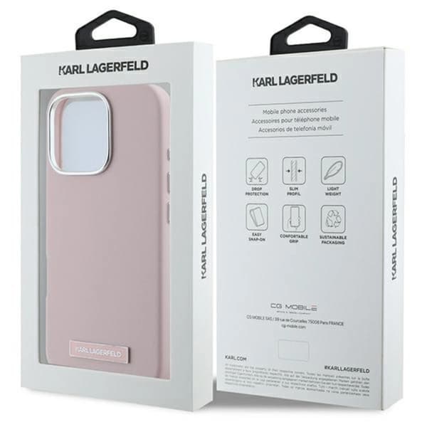 Karl Lagerfeld Mobilskal till iPhone 16 Pro Max MagSafe Metal Plate Rosa