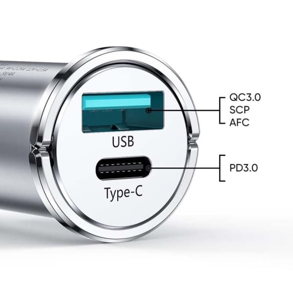 SiGN Mini Billader USB & USB-C, PD & Q.C3.0, 5A, 20W - Sort Svart