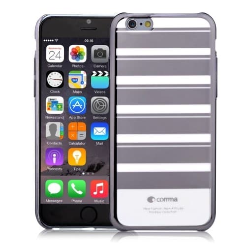 COMMA Takakuori iPhone 6:lle - Raidallinen - Hopea Silver