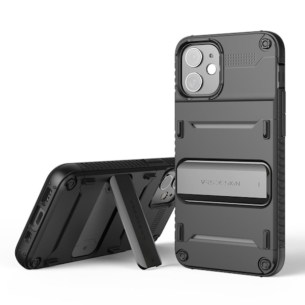 VRS DESIGN Damda QuickStand -kotelo iPhone 12 Minille - Musta