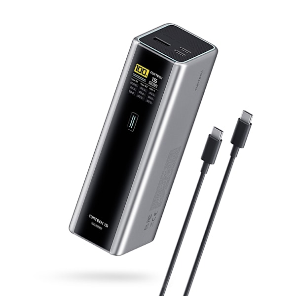 Cuktech Powerbank 20000 mAh 210W 2xUSB-C 1xUSB-A - Grå Grå