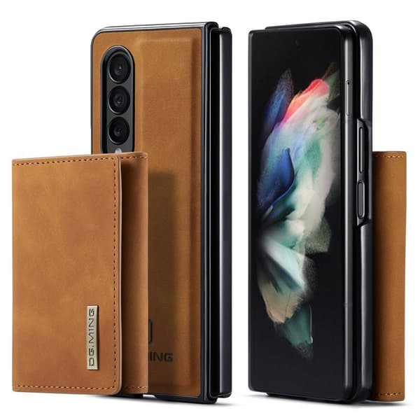 DG.MING Konstläder Plånboksfodral för Samsung Galaxy Z Fold3 5G - Brun