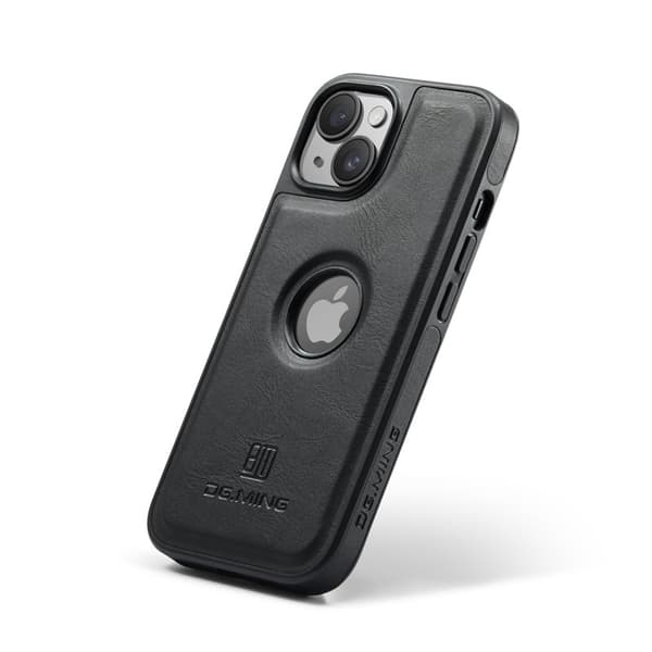DG.MING Mobilskal till iPhone 14 Plus Anti-Fall Läder PC+TPU Svart