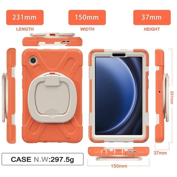 Mobilskal till Galaxy Tab A9 Kickstand Handle Grip - Coral Orange Orange