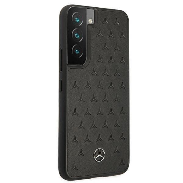 Mercedes Læder Stars Pattern Skal Galaxy S22 Plus - Sort Black