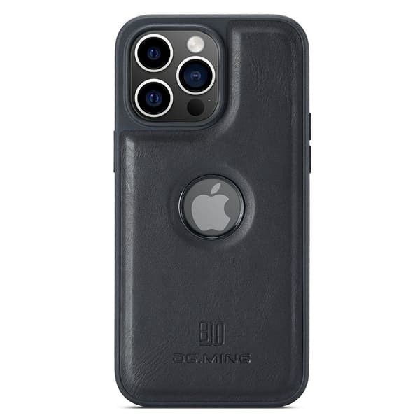 DG.MING Mobilskal till iPhone 15 Logo View Anti-Drop PU Läder - Svart