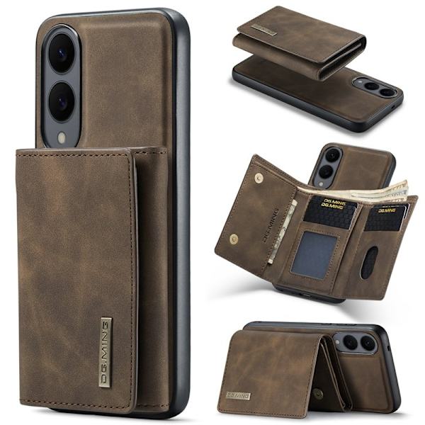 DG.MING Samsung Galaxy S25 Edge Konstläder Plånboksfodral Brun