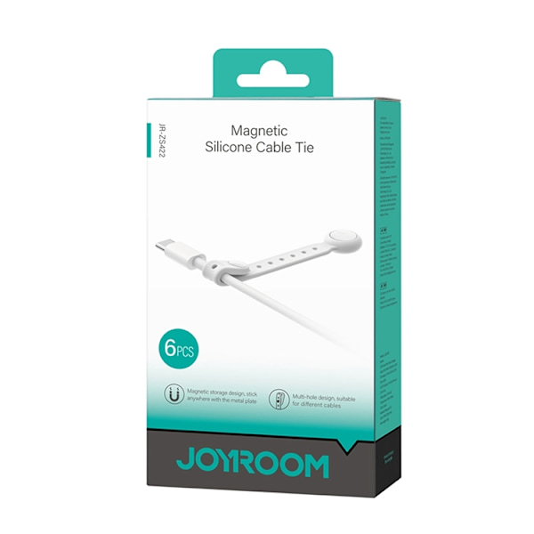 [6-Pack] Joyroom Silikon Magnetiska Kabelband - Vit