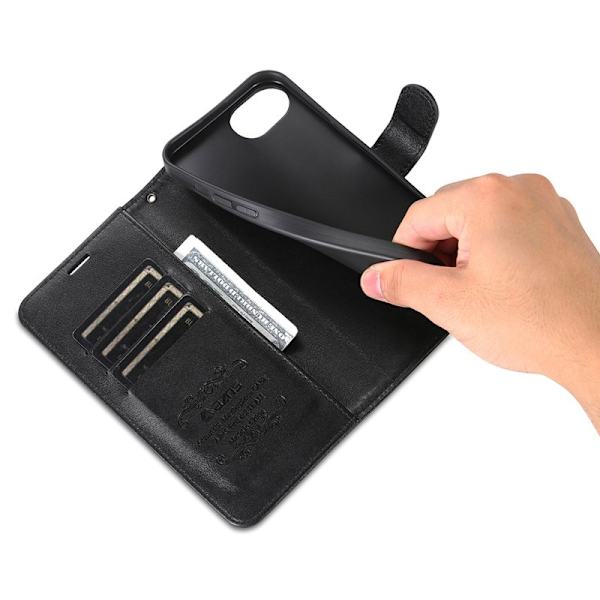AZNS iPhone 16e Plånboksfodral Anti-Scratch Konstläder - Svart