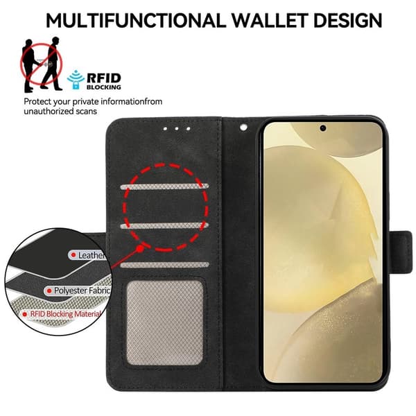 ABEEL Samsung Galaxy S22 Ultra Plånboksfodral Konstläder RFID Skydd - Svart