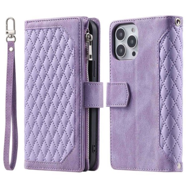 iPhone 14 Pro Max Wallet Case Rhombus - violetti