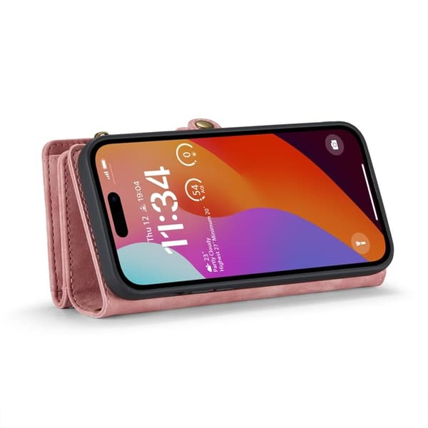 CASEME 008 iPhone 16 Pro Max Plånboksfodral Konstläder med - Rosa