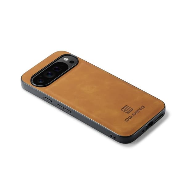 DG.MING Mobilskal till Google Pixel 9 Pro XL PU Läder Hybrid Brun