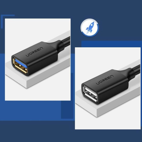 Ugreen Förlängning Kabel USB 3.0 Hona/USB 3.0 Hane 1m - Svart