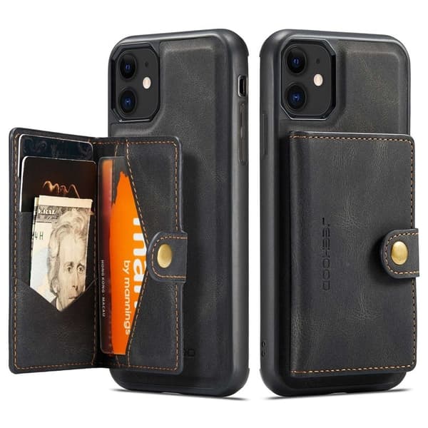 JEEHOOD Detachable Wallet Mobilskal för iPhone 11 - Svart