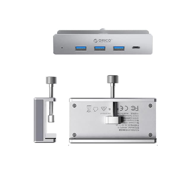Orico Hubklämma-monterad 3xUSB-A 3.0. 1xUSB-C 3.0 - Silver