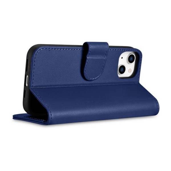 iCarer iPhone 14 Plånboksfodral 2in1 Äkta Läder - Blå