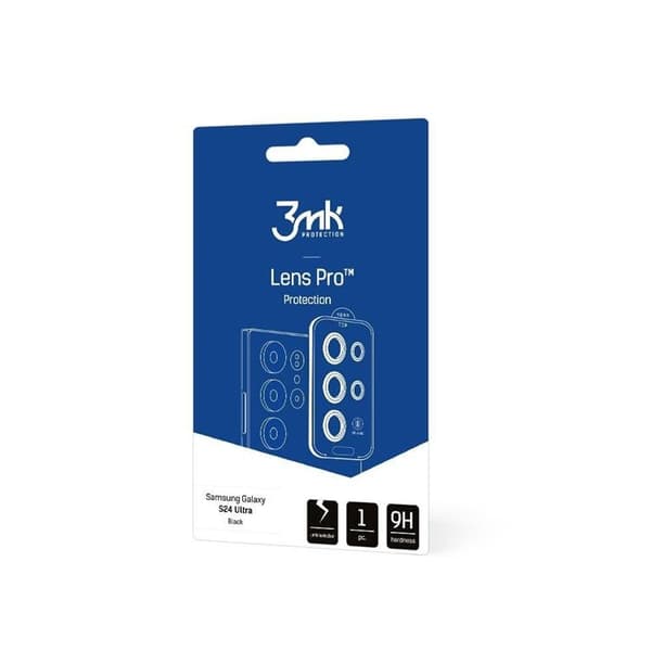 3MK Galaxy S24 Ultra Hærdet Glas Kamerabeskyttelse Pro - Sort Black