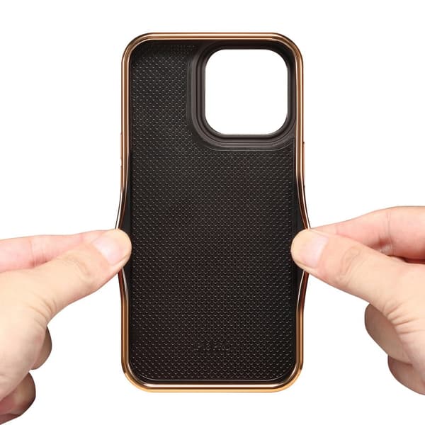 DENIOR Mobilskal till iPhone 15 Pro Äkta Läder + PC + TPU - Lila