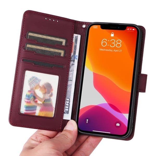 BETOPNICE iPhone 12 / 12 Pro Plånboksfodral - Detachable Konstläder - Vinröd