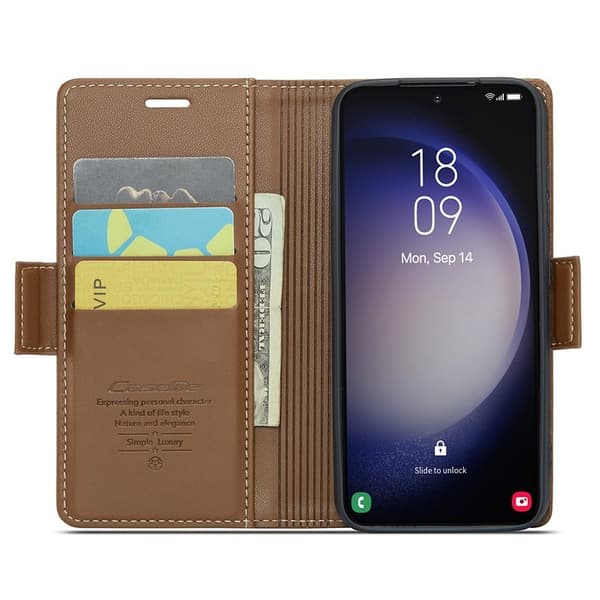 CASEME Plånboksfodral Konstläder för Samsung Galaxy S24+ - Brun