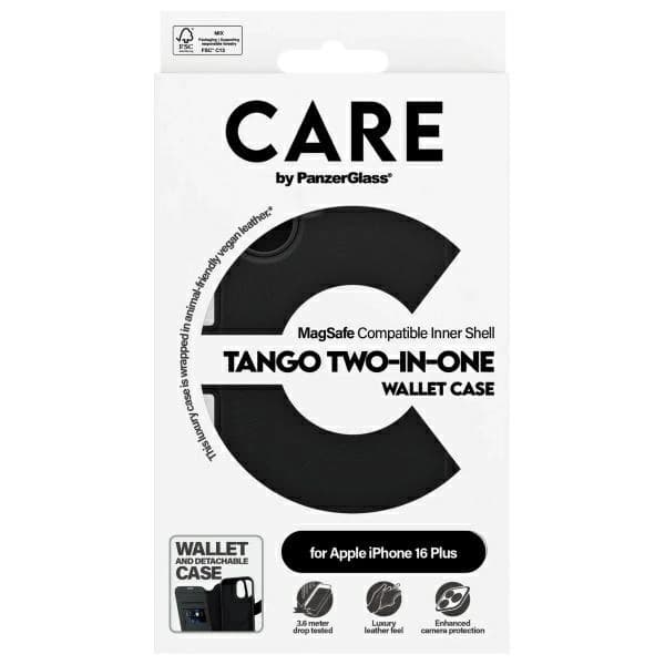 CARE By PanzerGlass iPhone 16 Plus tegnebog MagSafe Tango 2in1 Black