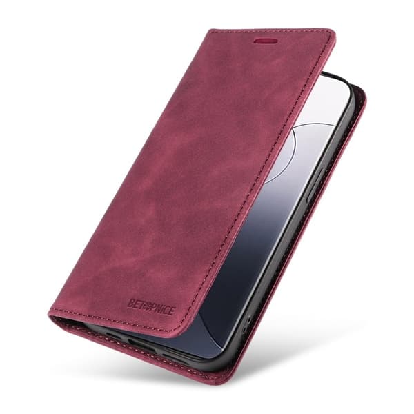 BETOPNICE 003 för Xiaomi 14 Pro Plånboksfodral Konstläder - Röd