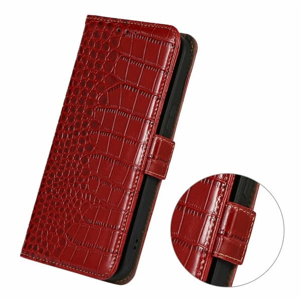 iPhone Air Plånboksfodral Äkta Läder Crocodile - Röd Röd