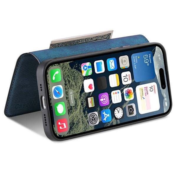 CASENEO iPhone 16 Plånboksfodral Konstläder - Blå