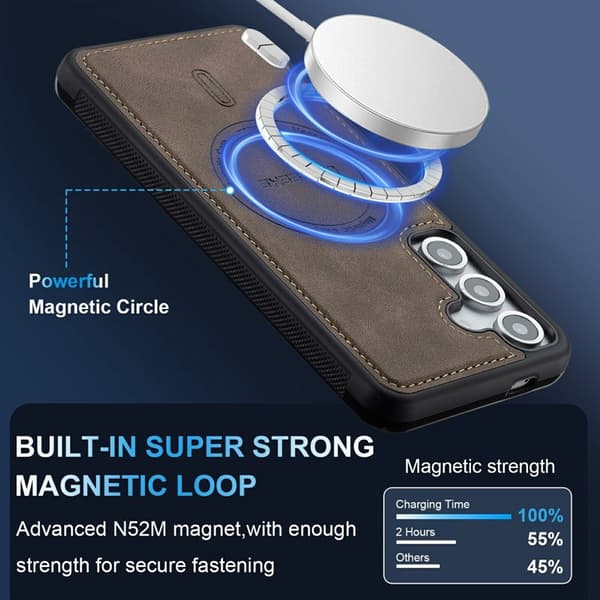 LC.IMEEKE Mobilskal för Samsung Galaxy S26 Plus Magnetiskt PU + TPU - Kaffe