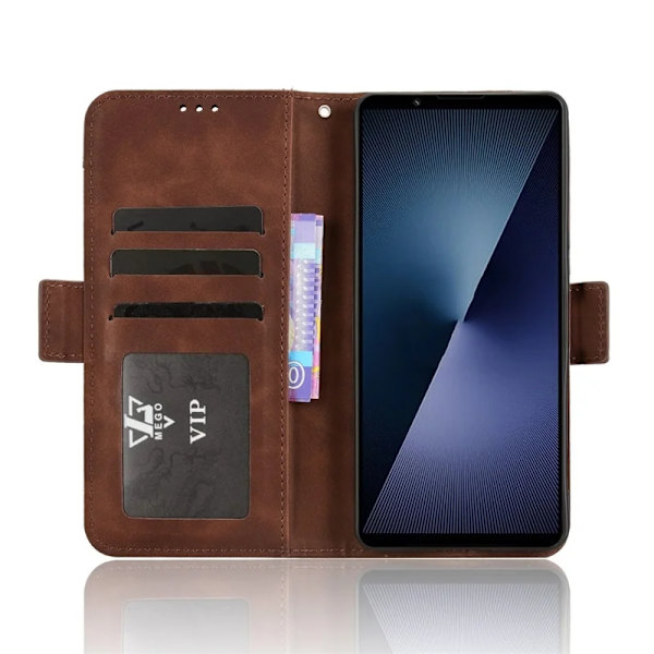 Sony Xperia 1 VII Plånboksfodral Konstläder - Brun Brun